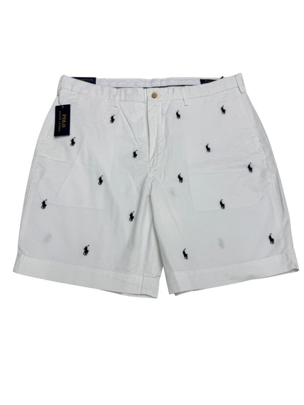 NWT Polo Ralph Lauren Men's Stretch Classic Fit Shorts White All Over Pony Sz 38